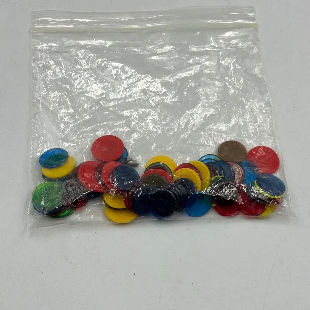 LCR Left Center Right Dice Game Blue Tube w Instructions Extra Multi-Color Chips